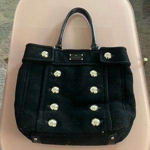 Vintage Black Wool Kate Spade Tote